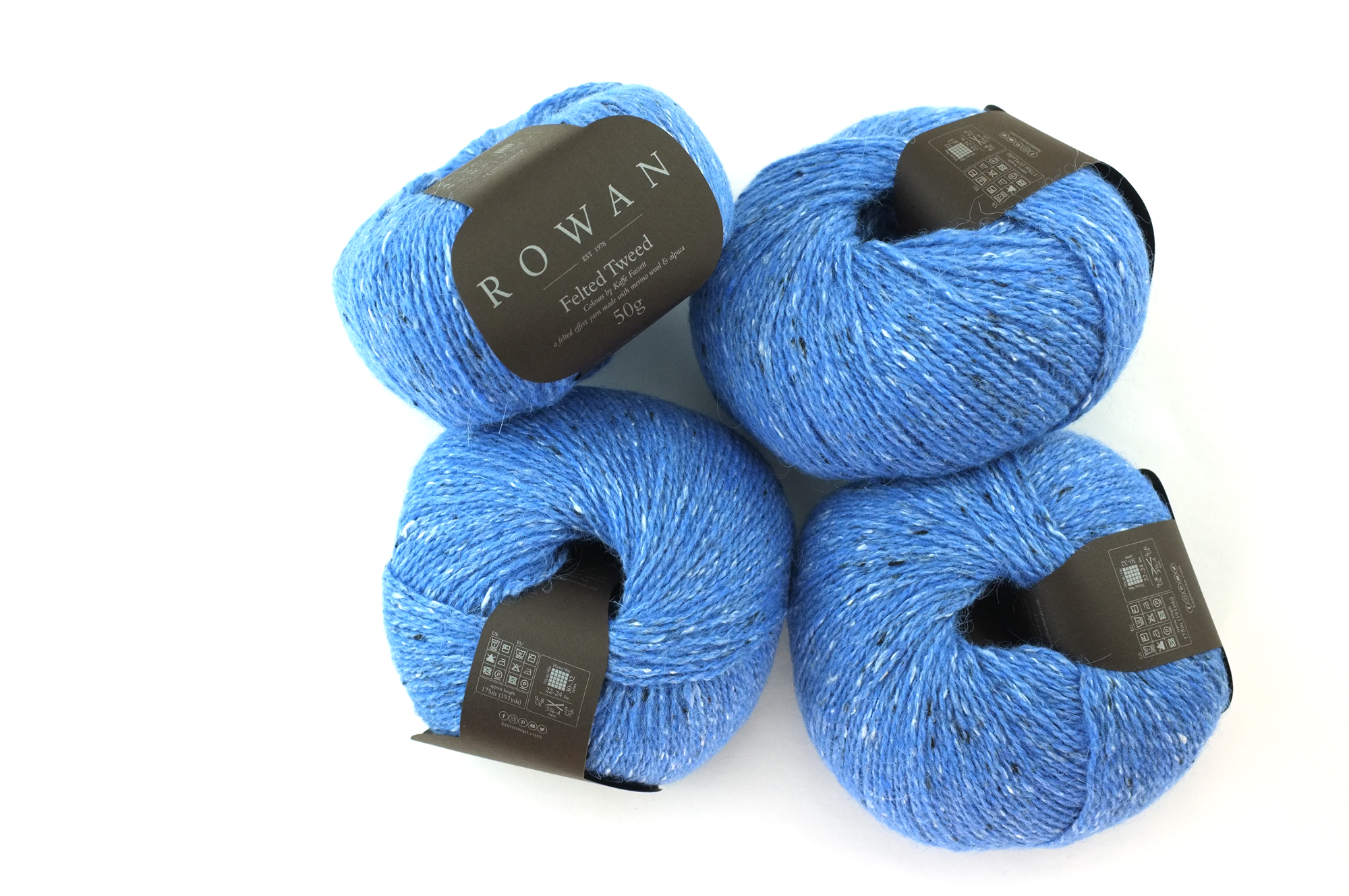 Rowan Felted Tweed Ceil 215, intense sky blue, merino, alpaca, viscose knitting yarn