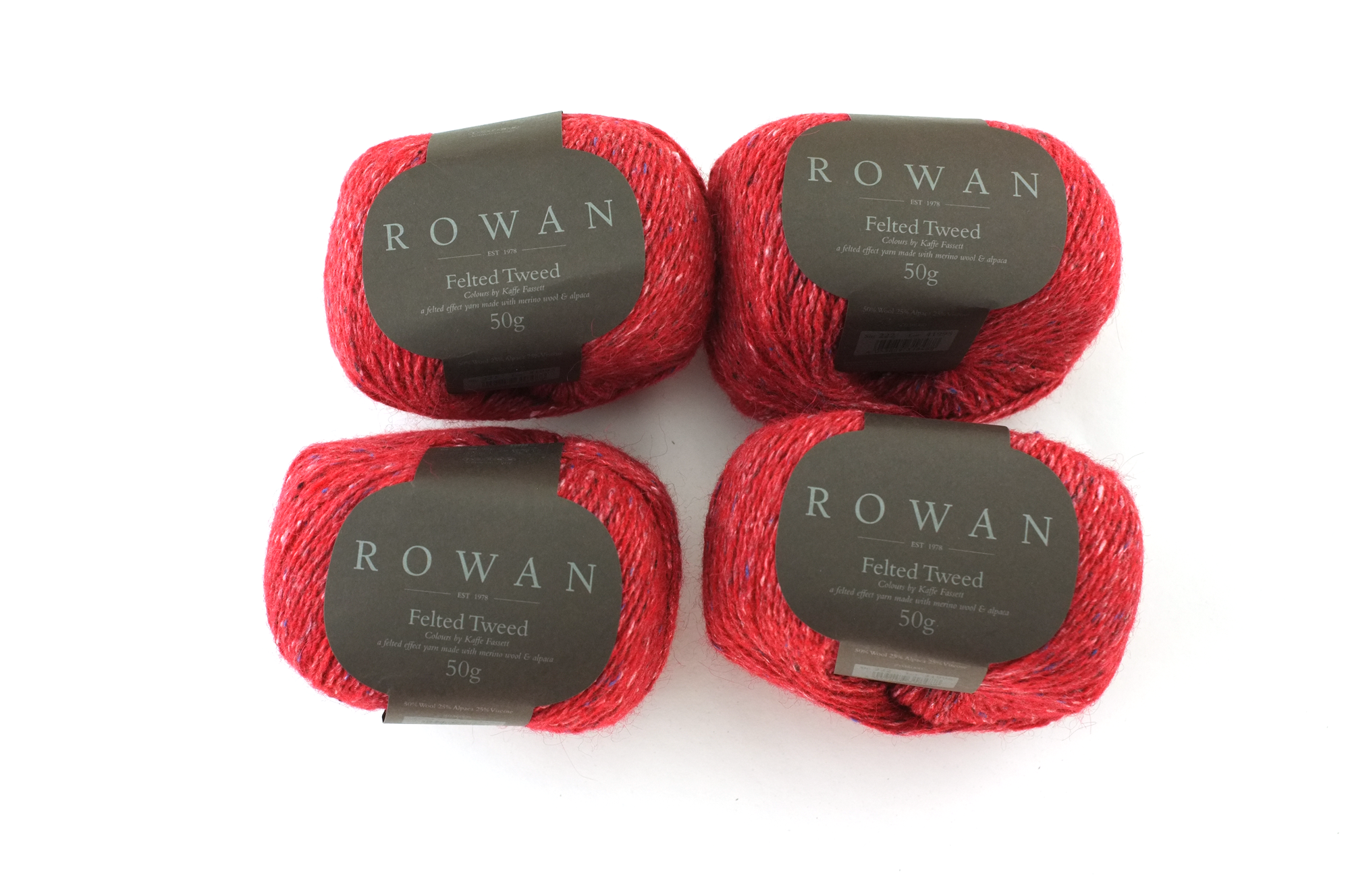 Rowan Felted Tweed Scarlet 222, bright intense red, merino, alpaca, viscose knitting yarn