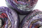 Noro Rikka Color 07, bulky weight knitting yarn, dragon skeins in red-violet, white, red, wool, alpaca, silk