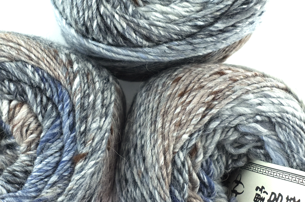 Noro Rikka Color 12, bulky weight knitting yarn, dragon skeins in grays, black, white, wool, alpaca, silk