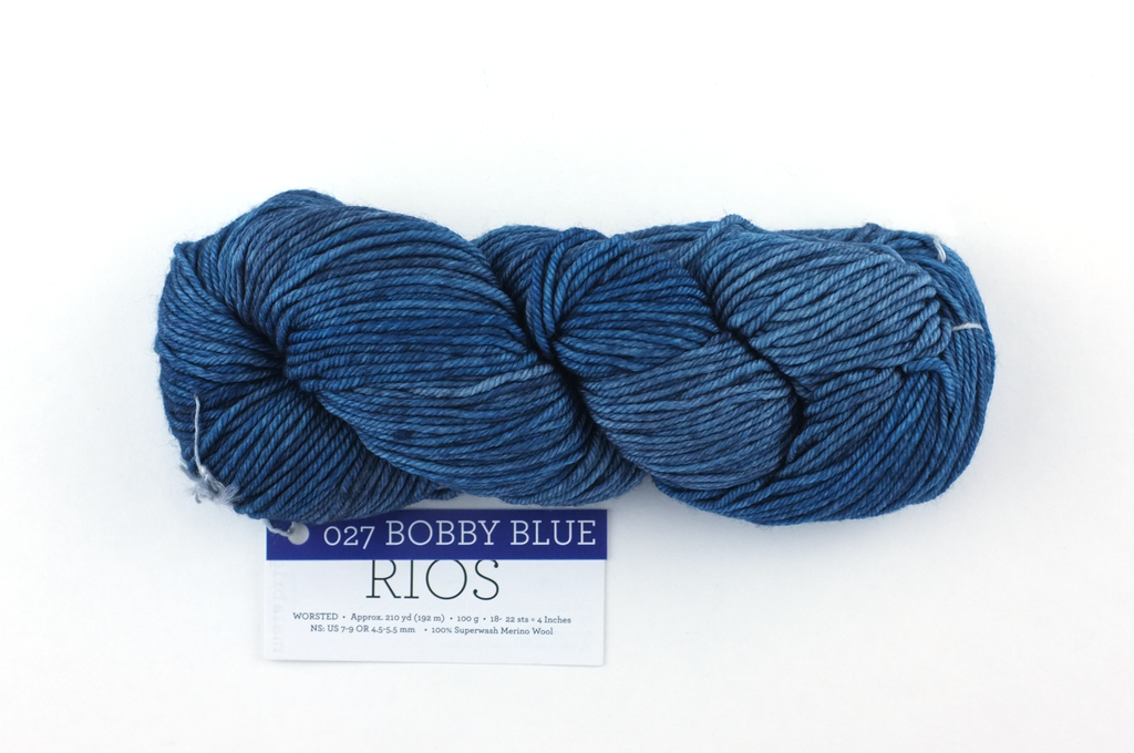 Malabrigo Rios in color Bobby Blue, Worsted Weight Merino Wool Knitting Yarn, dark ultramarine blue, #027 - Purple Sage Yarns