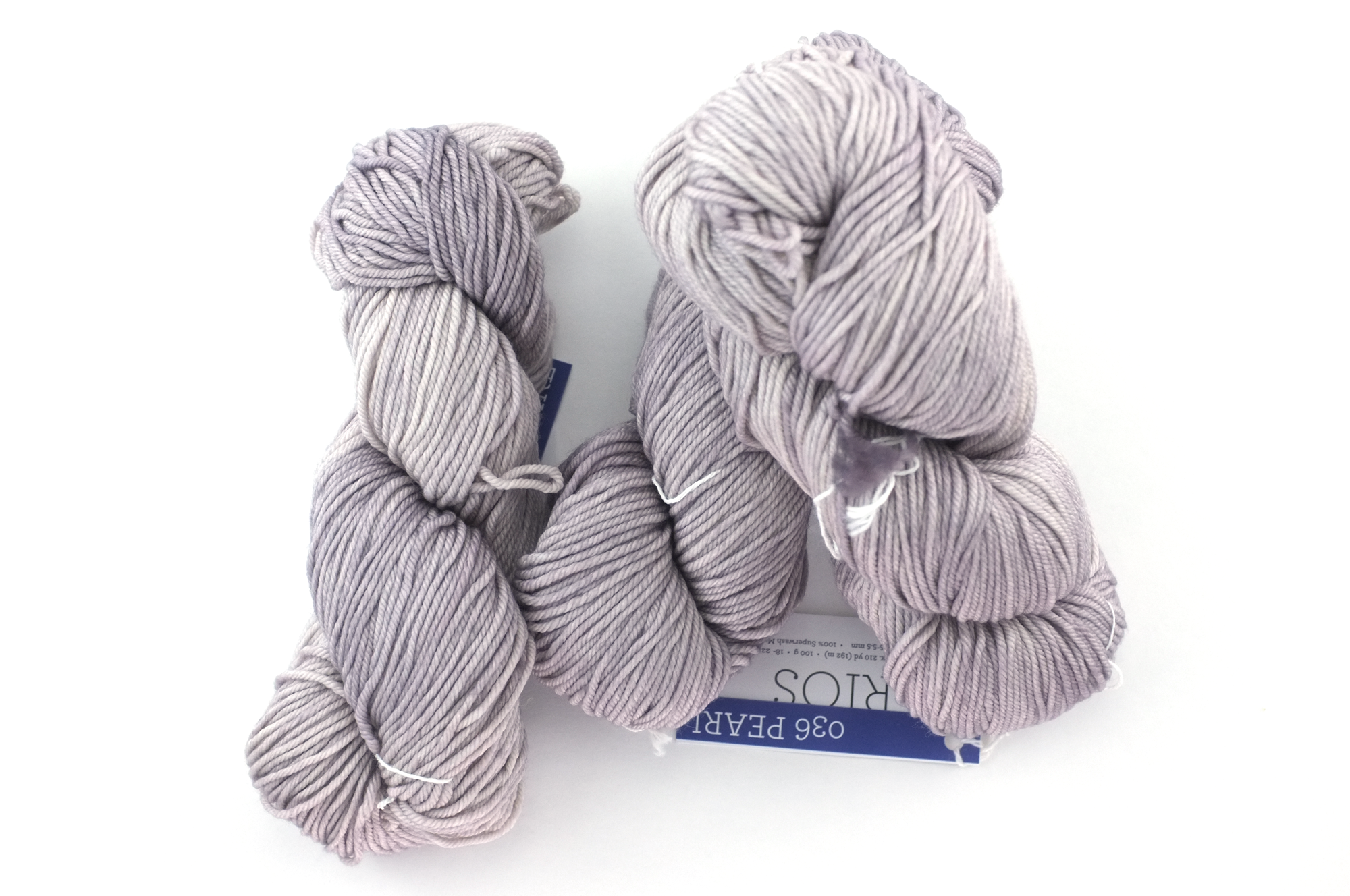 Malabrigo Rios in color Pearl, Worsted Weight Superwash Merino Wool Knitting Yarn, light gray, #036 - Purple Sage Yarns