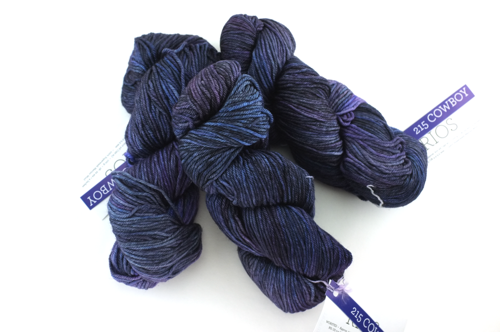 Malabrigo Rios in color Cowboy, Merino Wool Worsted Weight Knitting Yarn, dark inky blue and purple, #215 - Purple Sage Yarns