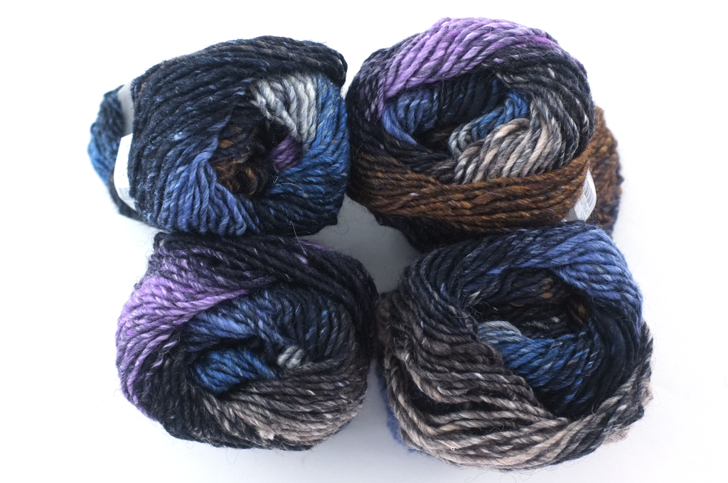 Noro Silk Garden Color 201, Silk Mohair Wool aran weight knitting yarn, gray medley, blue, purple, brown from Purple Sage Yarns