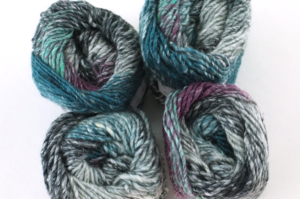 Silk Garden, color 471, white, gray, teal mohair silk yarn from Purple Sage Yarns