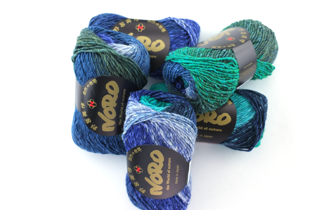 Noro Silk Garden Color 515, Silk Mohair Wool Aran Weight Knitting Yarn, turquoise, navy, forest from Purple Sage Yarns