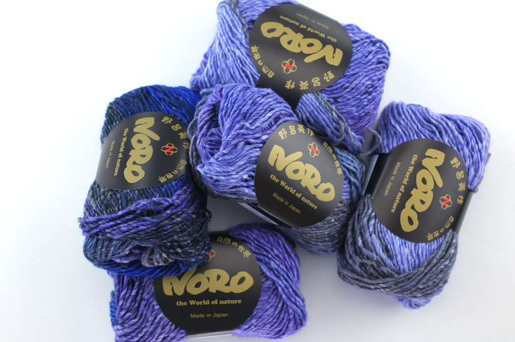 Noro Silk Garden Color 520, Silk Mohair Wool Aran Weight Knitting Yarn, violet purple shades with blue from Purple Sage Yarns