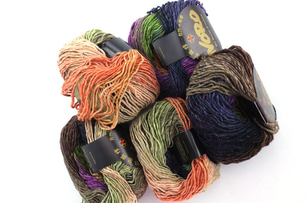 Noro Silk Garden Lite Color 2189, DK Weight, Silk Mohair Wool Knitting Yarn, sunset tones, purple, olive from Purple Sage Yarns