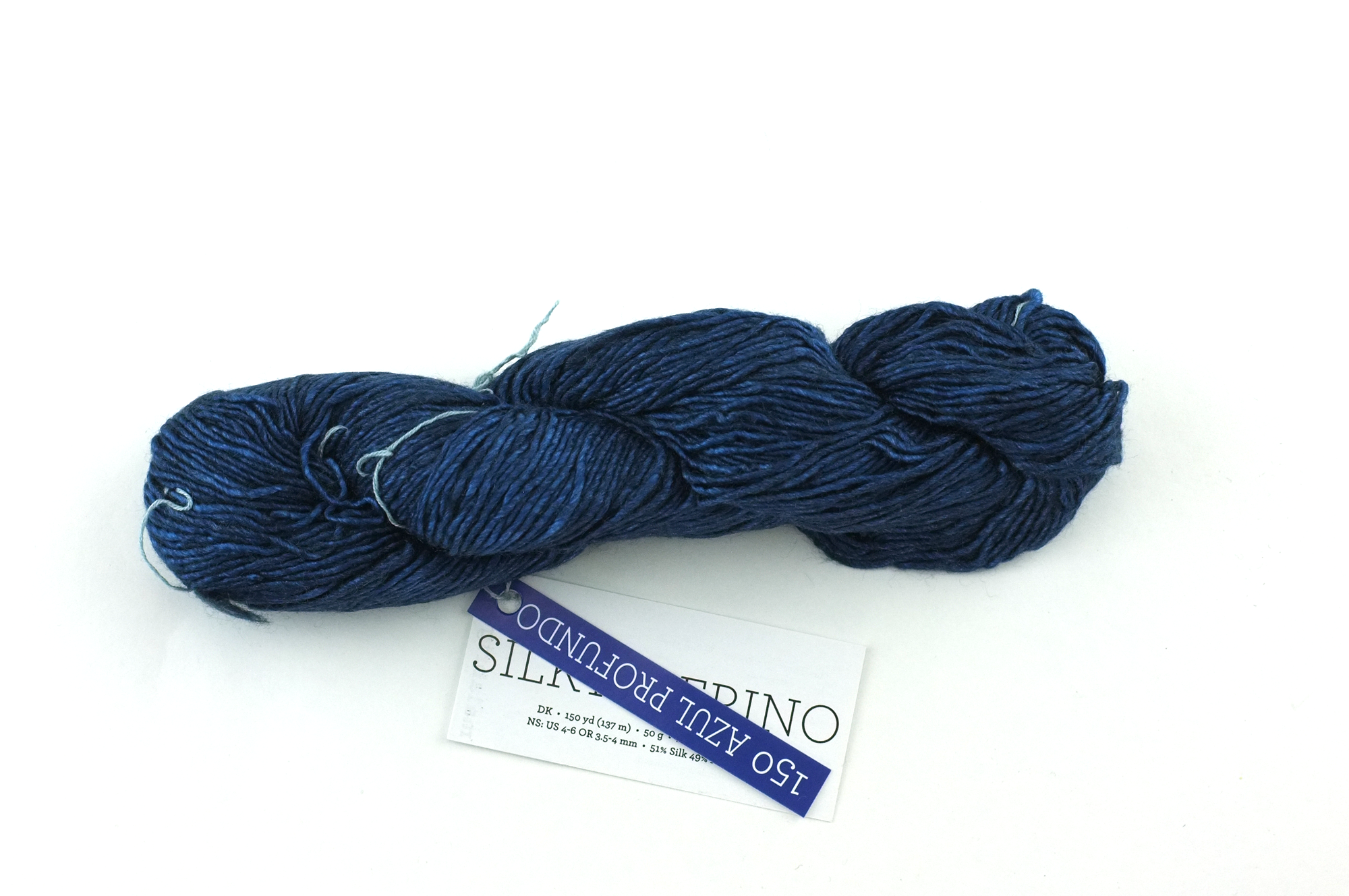 Malabrigo Silky Merino in color Azul Profundo, DK Weight Silk and Merino Wool Knitting Yarn, deep ultramarine blue, #150 - Purple Sage Yarns