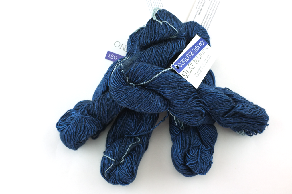 Malabrigo Silky Merino in color Azul Profundo, DK Weight Silk and Merino Wool Knitting Yarn, deep ultramarine blue, #150 - Purple Sage Yarns