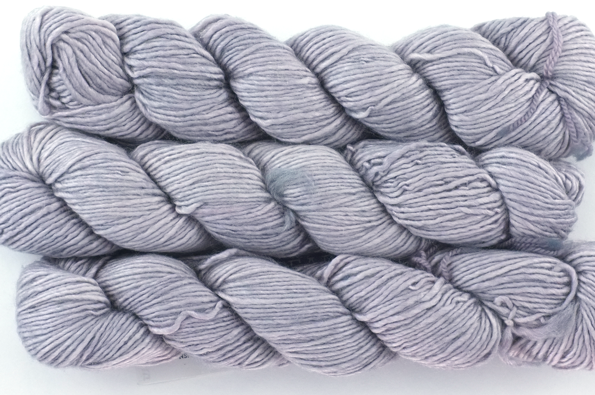 Malabrigo Silky Merino in color Pearl, DK Weight Silk and Merino Wool Knitting Yarn, light gray, #036 - Purple Sage Yarns