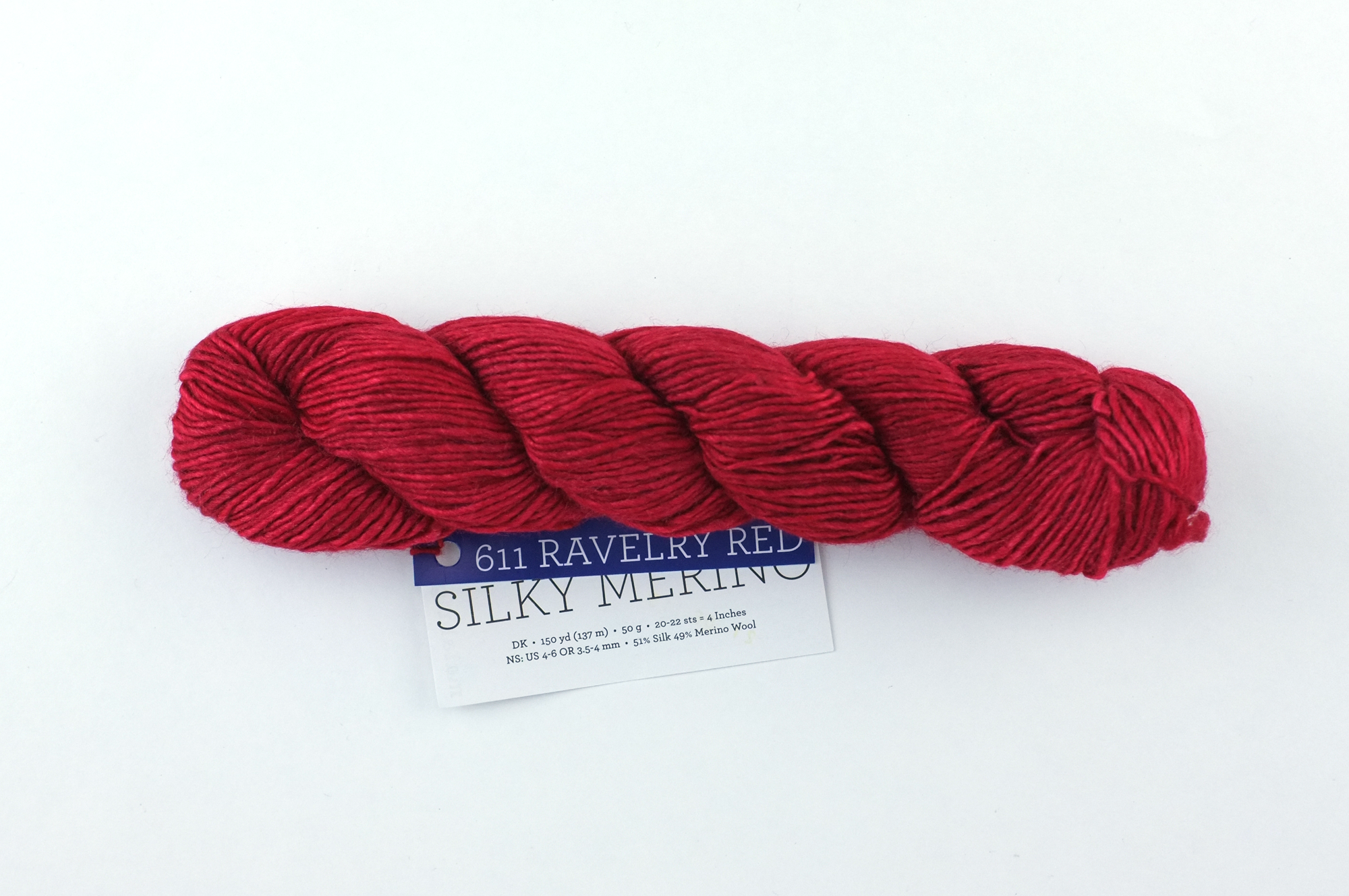 Malabrigo Silky Merino in color Ravelry Red, DK Weight Silk and Merino Wool Knitting Yarn, red, #611 - Purple Sage Yarns