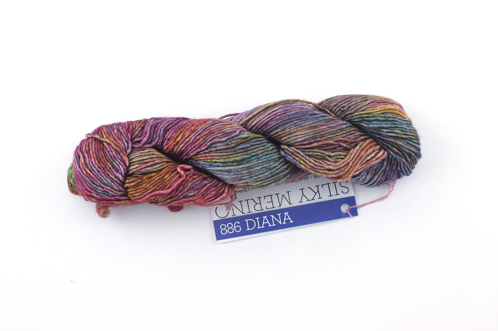 Malabrigo Silky Merino in color Diana, DK Weight Silk and Merino Wool Knitting Yarn, rainbow, #886 - Purple Sage Yarns