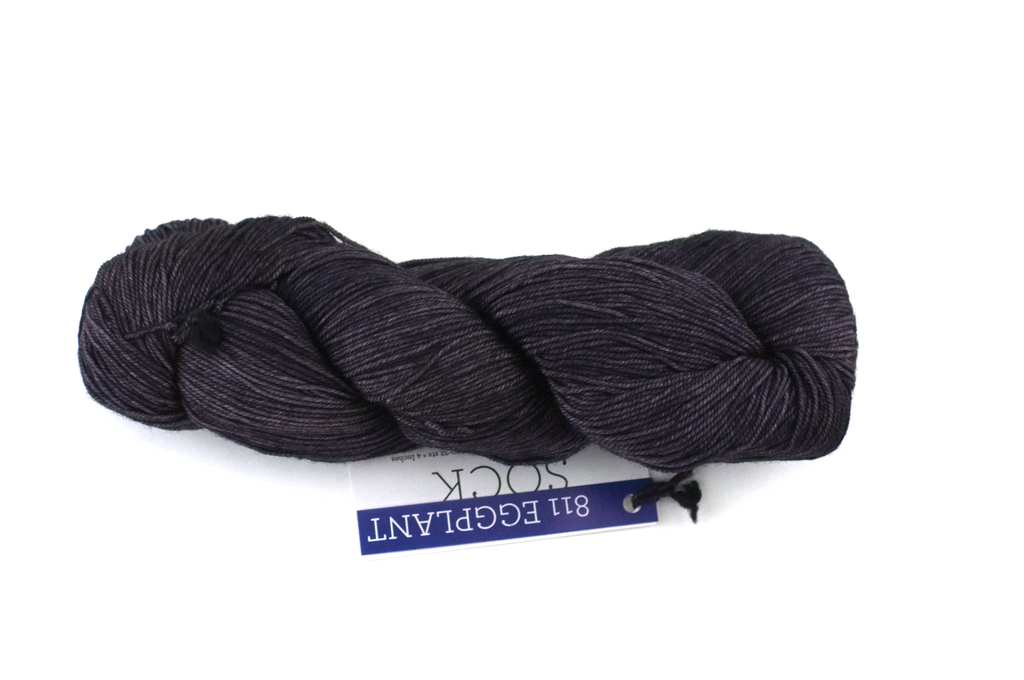 Malabrigo Sock in color Eggplant, Fingering Weight Merino Wool Knitting Yarn, dark gray, purple, #811 - Purple Sage Yarns