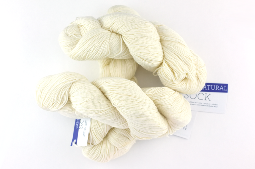 Malabrigo Sock in color Natural, Fingering Weight Merino Wool Knitting Yarn, off-white, #063 - Purple Sage Yarns