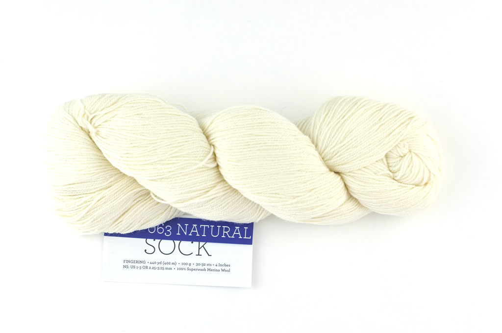 Malabrigo Sock in color Natural, Fingering Weight Merino Wool Knitting Yarn, off-white, #063 - Purple Sage Yarns