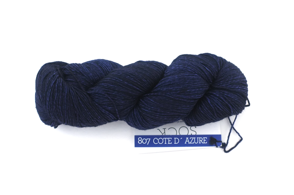 Malabrigo Sock in color Cote D'Azure, Fingering Weight Merino Wool Knitting Yarn, darkest navy, #807 - Purple Sage Yarns