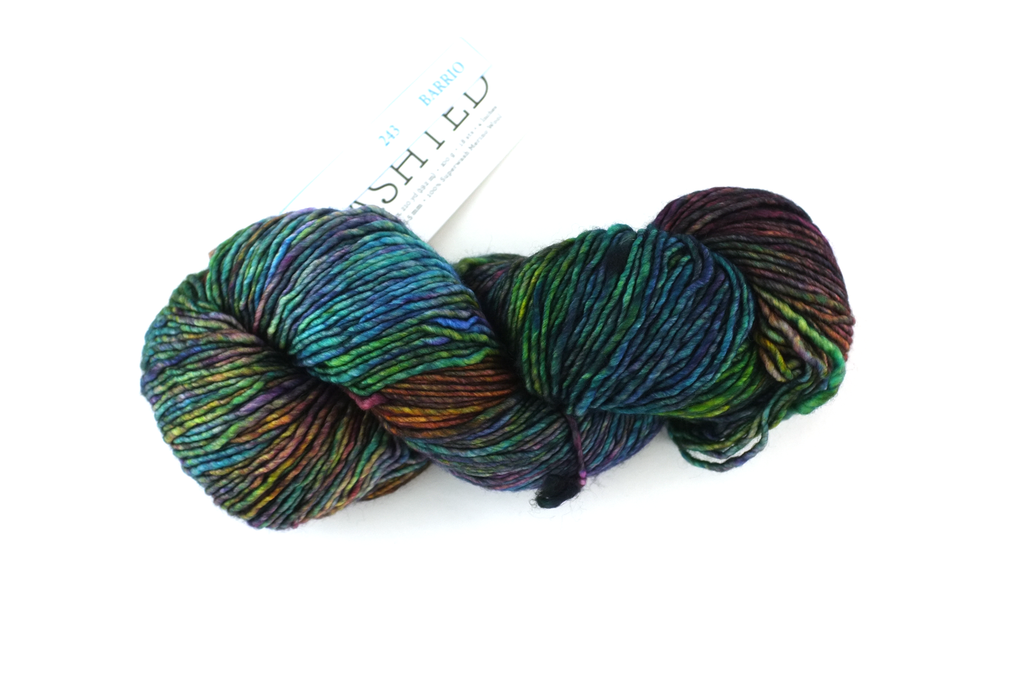 Malabrigo Washted in color Barrio, Aran Weight Merino Superwash Wool Knitting Yarn, teals, greens #243 - Purple Sage Yarns