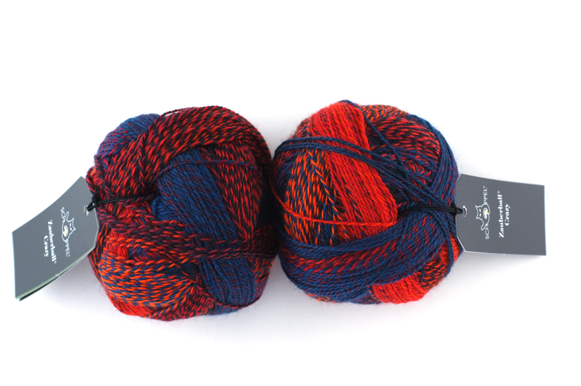 Crazy Zauberball, self striping sock yarn, color 1537, Autumn Sun, fingering weight yarn, red, blue