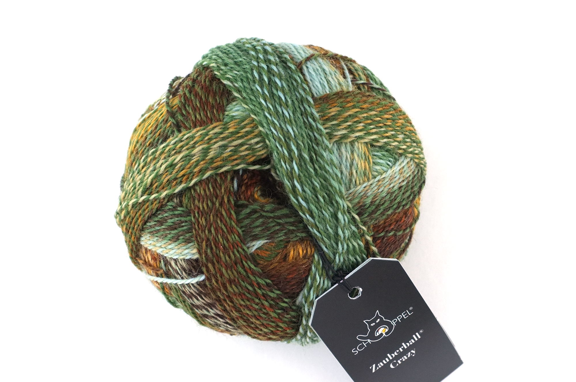 Crazy Zauberball, self striping sock yarn, color 1660, Riverbed, fingering weight yarn, greens, tans