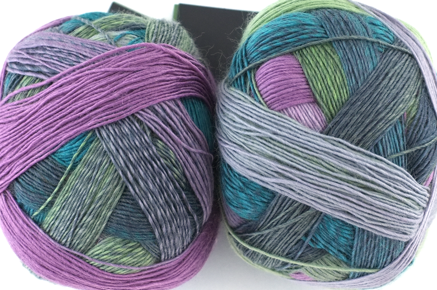 Zauberball, self striping sock yarn, color 2308 Smoking Area, fingering weight yarn, purple, teal from Purple Sage Yarns