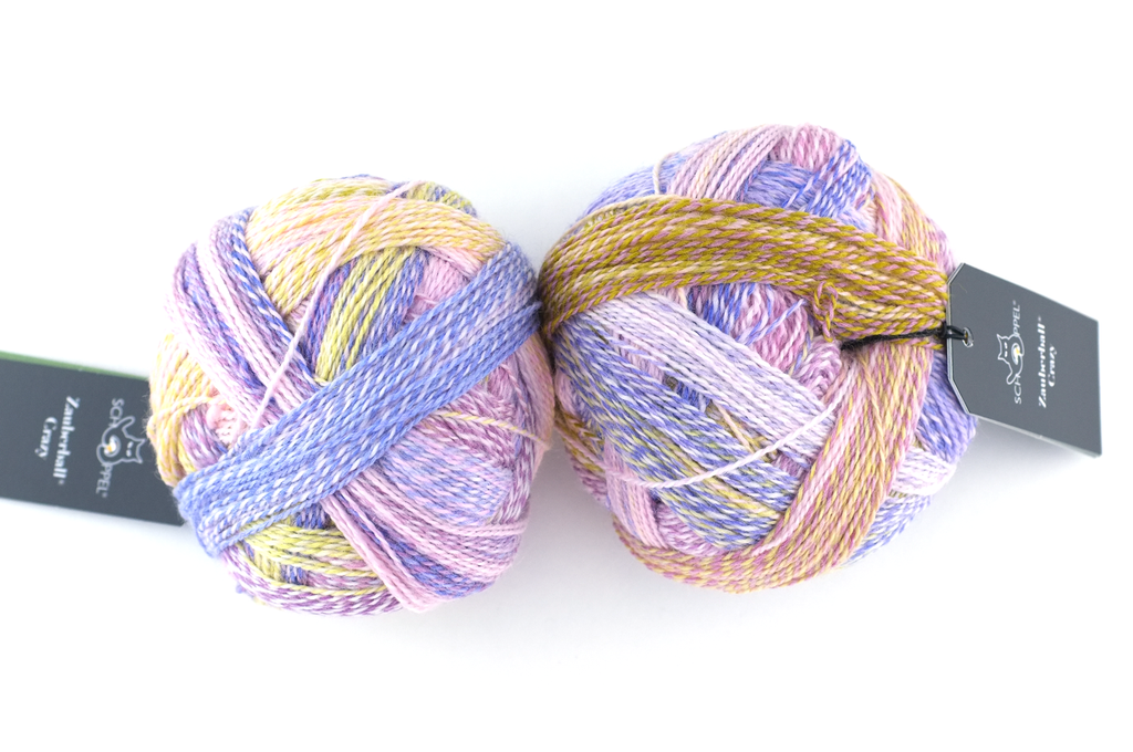Crazy Zauberball, self striping sock yarn, color 2473, Attractant, fingering weight yarn, purple, pastel from Purple Sage Yarns