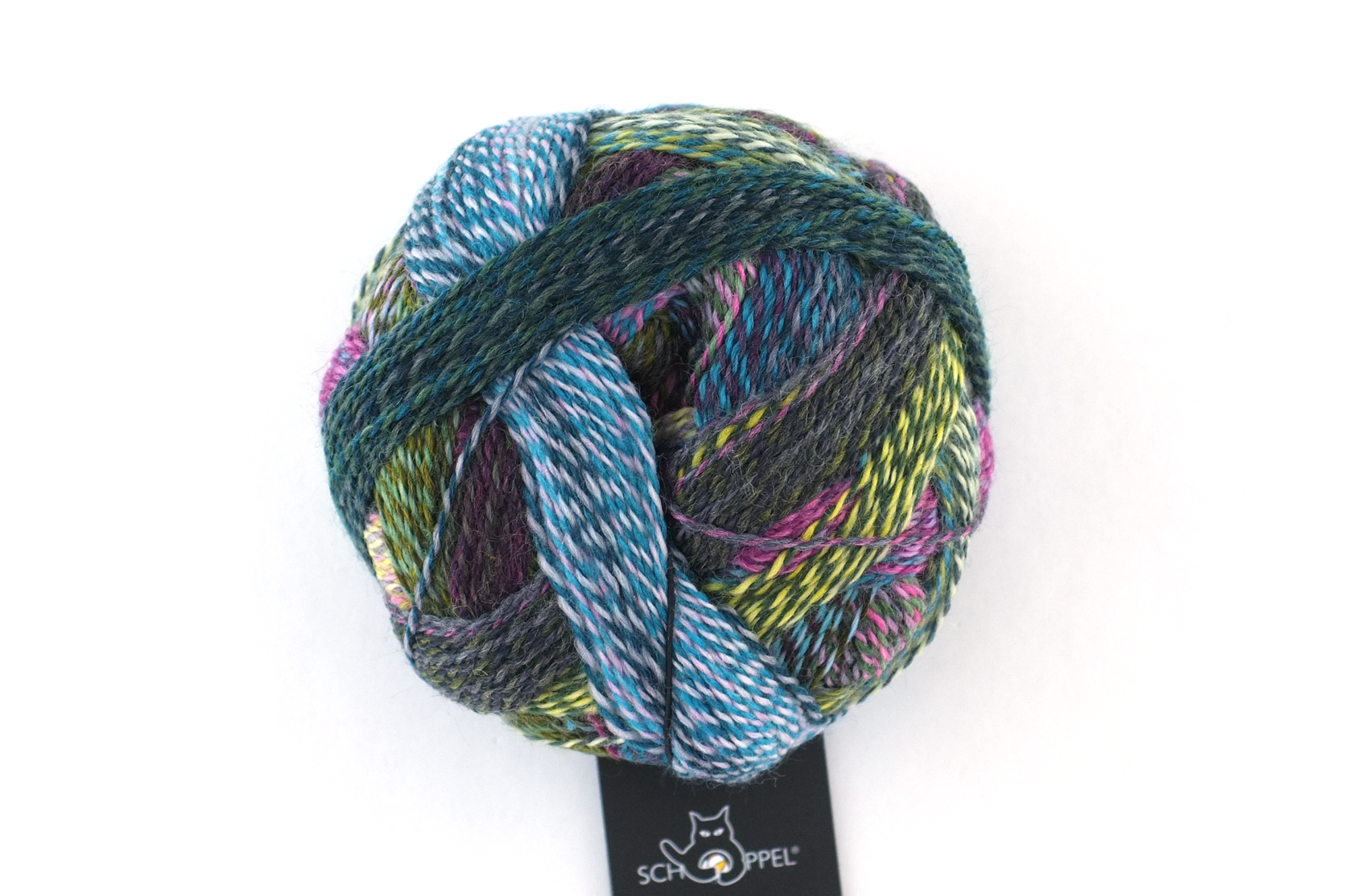 Crazy Zauberball, self striping sock yarn, color 2528, Dragon Eye, fingering weight yarn, black, teal